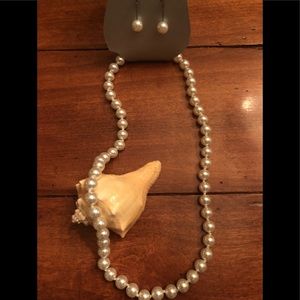 Classic Pearl Necklace and Earrings